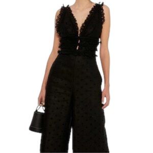 Zimmermann Winsome Black Linen Eyelet Jumpsuit. Size 1 (US 6)